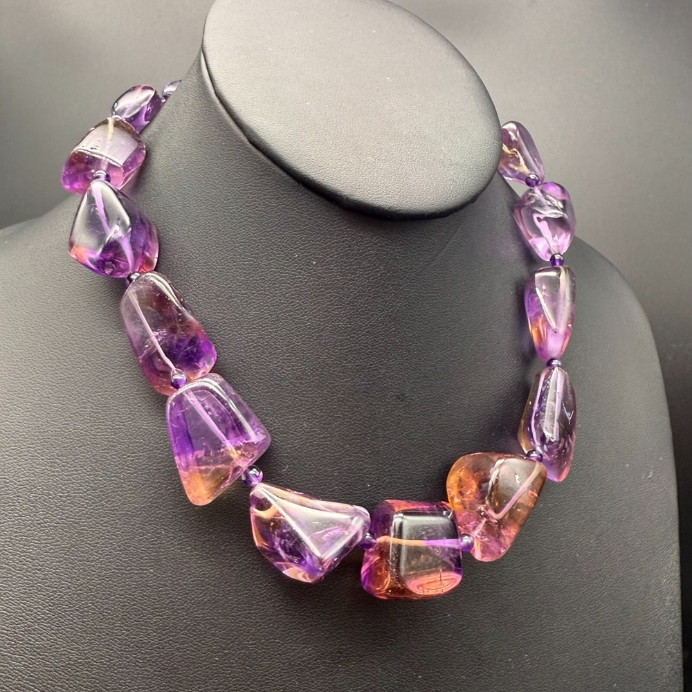 Stephen Dweck Signed‎ Ametrine Nugget Necklace | Sterling Silver Clasp | Artisan